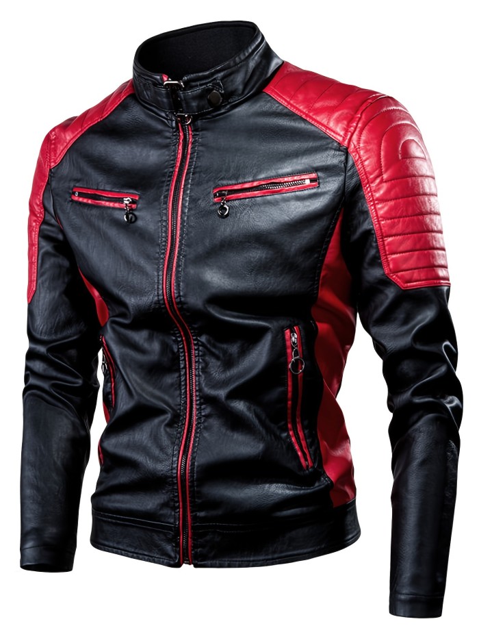 Men's Casual Faux Leather Jacket Stylish Vintage PU Leather Zip Up Motorcycle Jacket Best Sellers