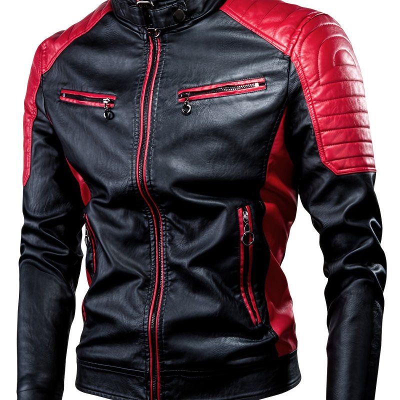 Men's Casual Faux Leather Jacket Stylish Vintage PU Leather Zip Up Motorcycle Jacket Best Sellers