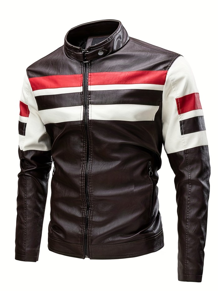 Men's Casual Faux Leather Jacket Stylish Vintage PU Leather Zip Up Motorcycle Jacket Best Sellers