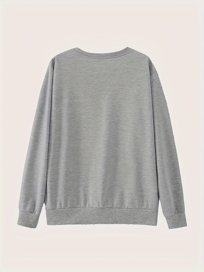 Have A Nice Day Print Trendy Sweatshirt, Men's Casual Graphic Design Crew Neck Pullover Sweatshirt For Men Fall Winter