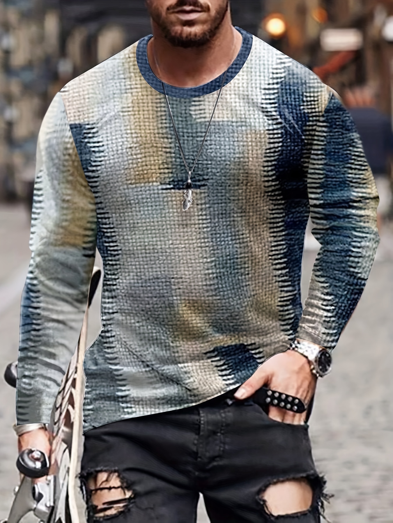 mens long sleeve tie dye