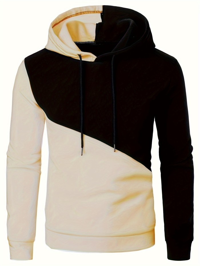 Color Block Hoodie, Cool Hoodies For Men, Men's Casual Graphic Design Pullover Hooded Sweatshirt