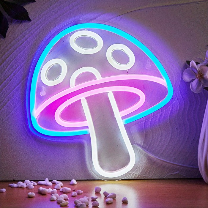 1pc  LED Neon Mushroom Cute Neon Sign, USB Powered Neon Signs Night Light, 3D Wall Art & Game Room Bedroom Living Room Decor Lamp Holiday Gift