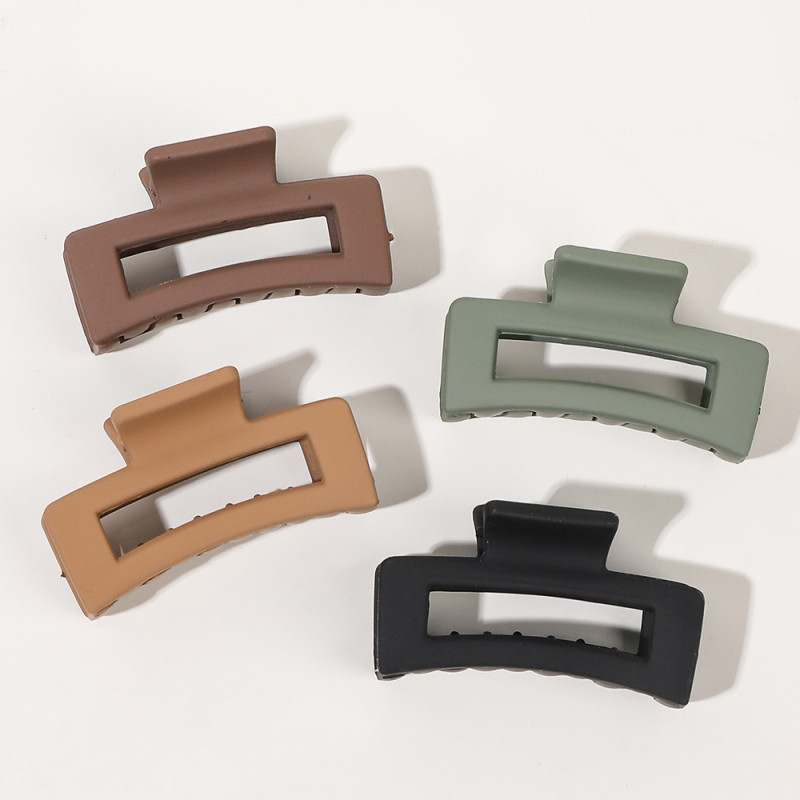 4pcs Stylish Frosted Square Hair Clips for Women - Hollow Hair Claw with Shark Claw Design