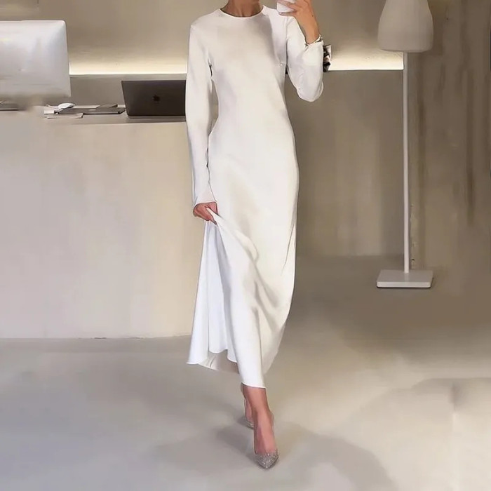 Women's Fashion Solid Color Casual Home Slim Fit  Maxi Dress