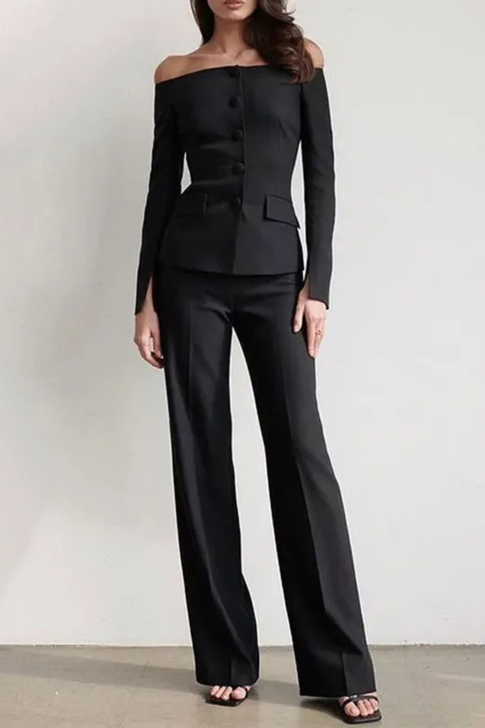 Women'S Fashion Solid Color One-Shoulder Knitted Two-Piece Suit
