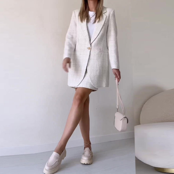 Women's Fashion Solid Color Temperament Elegant Design Fashion Two Pieces  Set