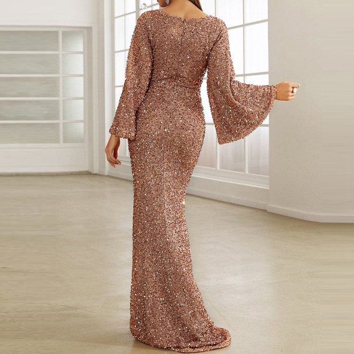Bodycon Sequin Shinny Evening Prom  Elegant  Long Party Gown Wedding Guest Dresses