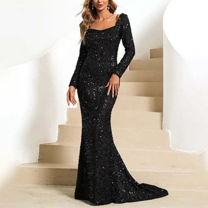 Bodycon Sequin Shinny Evening Prom  Elegant  Long Party Gown Wedding Guest Dresses