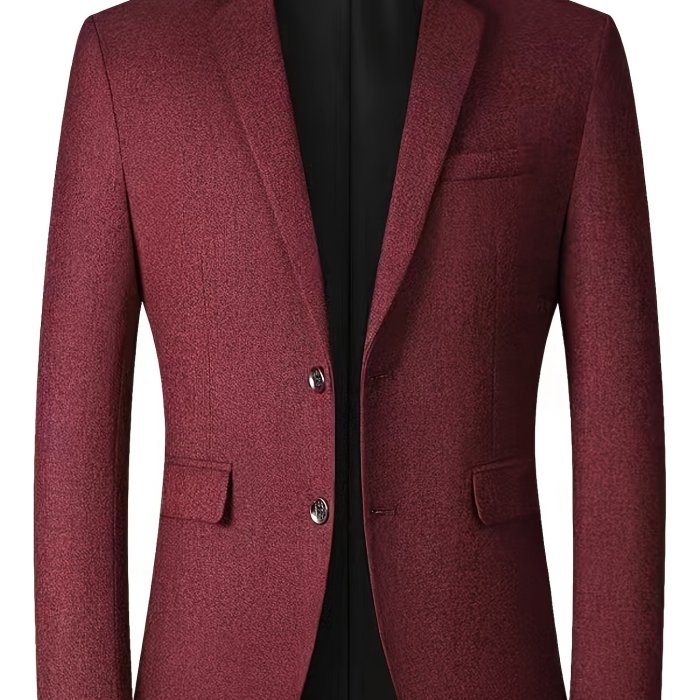Men's Semi-formal Blazer With Chest Pocket, Male Suit Jacket For Business Occasion