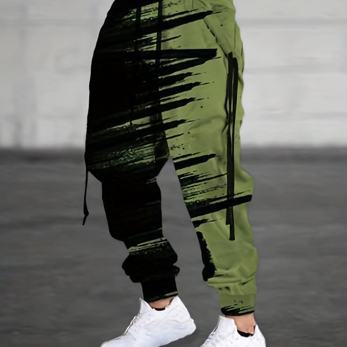 Men's Casual Fashion Trendy Kpop Print Daily Street Style Trousers,For Spring And Autumn