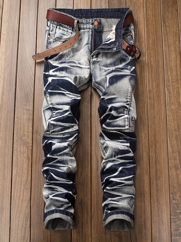 Men's New Zipper Distressed Straight Retro Jeans Best Sellers