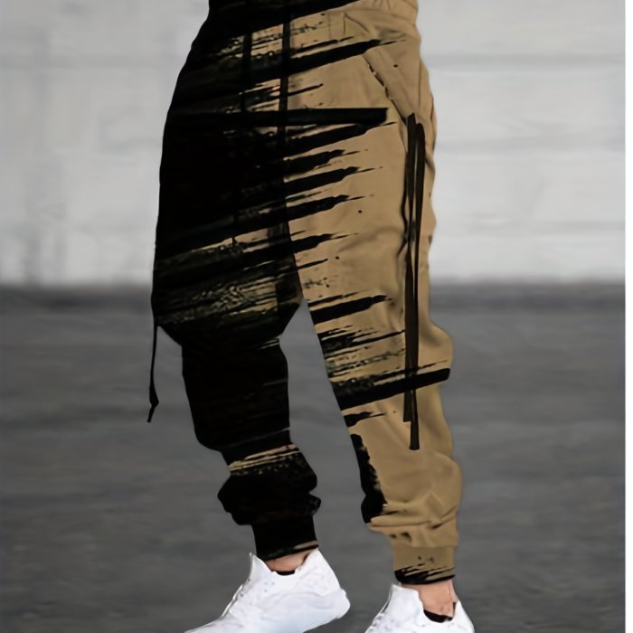 Men's Casual Fashion Trendy Kpop Print Daily Street Style Trousers,For Spring And Autumn