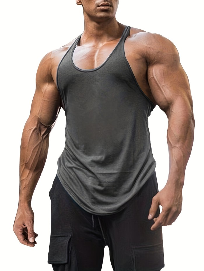 Men's Cotton Workout Tank Tops, Dry Fit Gym Bodybuilding Training Fitness Sleeveless Muscle T-Shirts