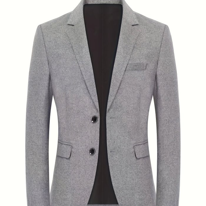 Men's Semi-formal Blazer With Chest Pocket, Male Suit Jacket For Business Occasion