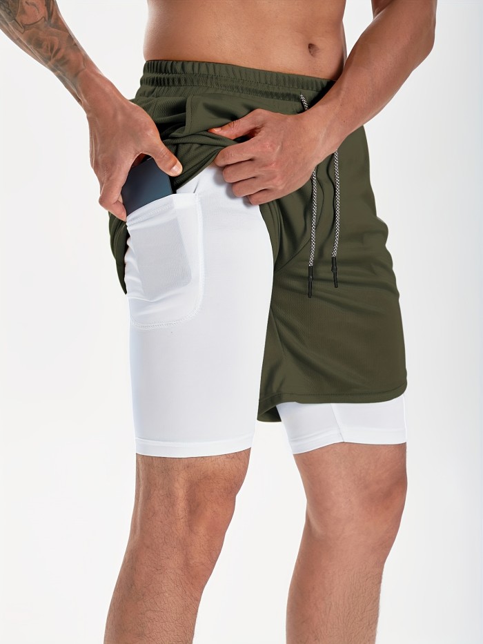 Men's Casual Running Shorts, 2 In 1 Sports Shorts With Phone Pocket Sweatpants Best Sellers