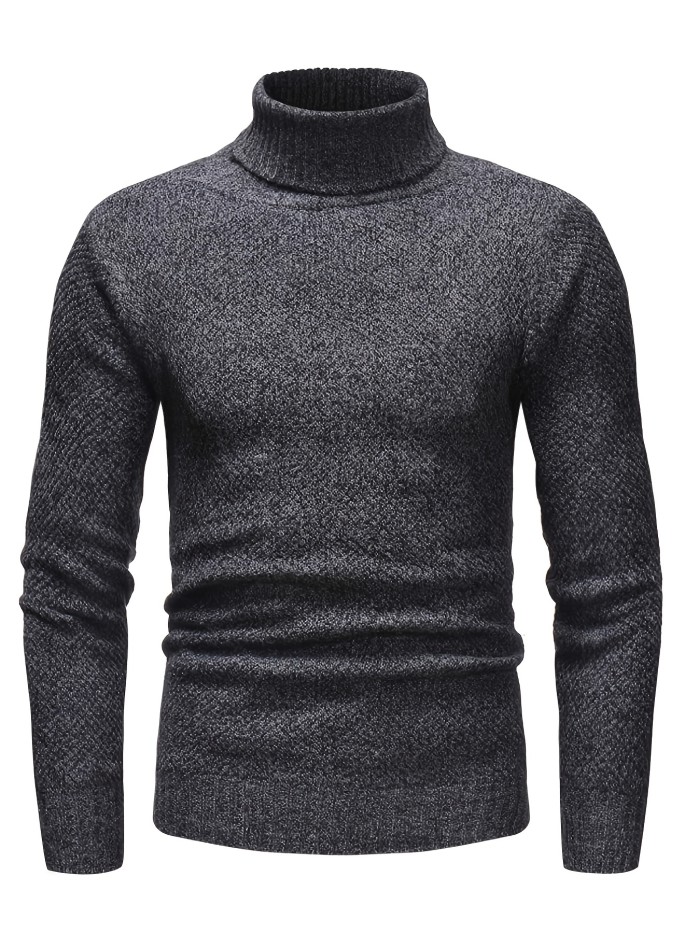 Men's Casual Sweater, Knit Slim Fit Pullover Turtleneck Sweater For Fall & Winter