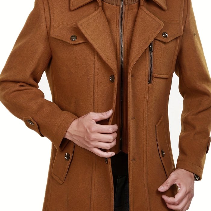 Slim Style Men's Winter Thick Warm Zip Up Pea Coat Jacket Gifts Christmas Gifts Best Sellers