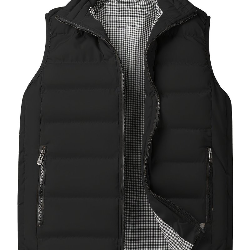 Winter Thick Vest For Men, Casual Black Warm Padded Sleeveless Jacket Best Sellers