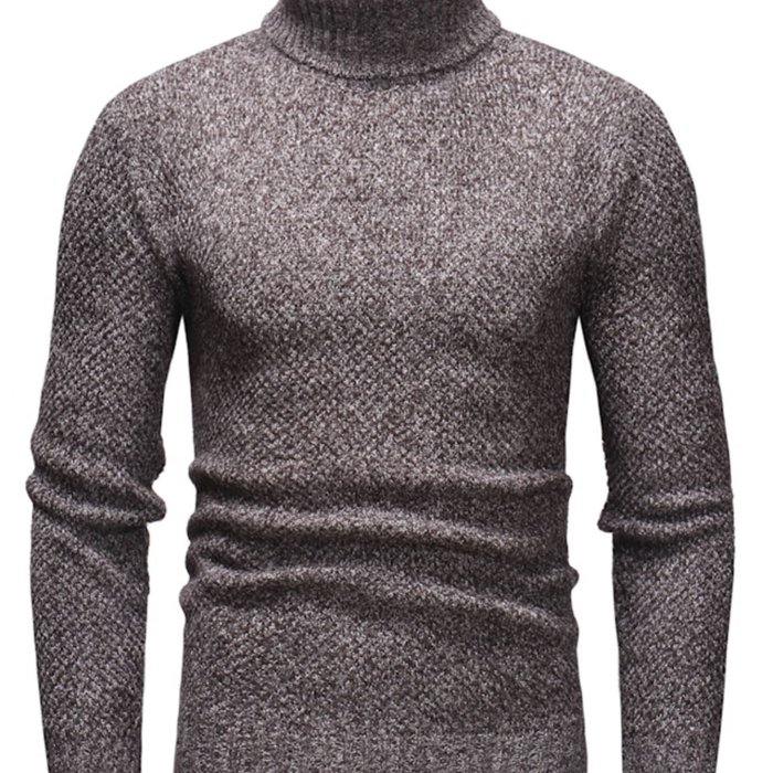 Men's Casual Sweater, Knit Slim Fit Pullover Turtleneck Sweater For Fall & Winter