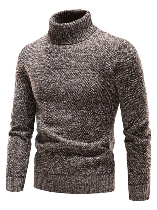 Men's Casual Sweater, Knit Slim Fit Pullover Turtleneck Sweater For Fall & Winter
