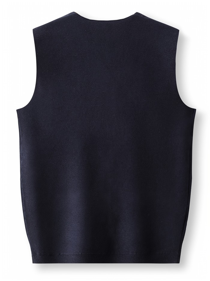 Men's Solid Knitted Sleeveless Shirt, Active Slightly Stretch Tank Top For Business Activities