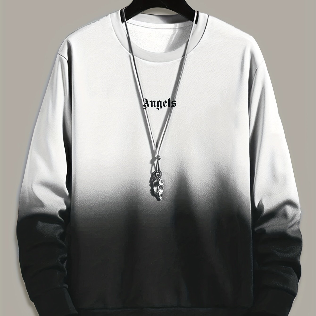 Angels Print Ombre Sweatshirt Men s Casual Graphic Design