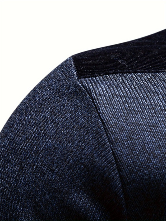 Men's Spring New Casual Long-sleeved Turtleneck With Zipper Knitted Pullover Sweater Warm Pocket Stitching Pullover Sweater For Autumn And Winter