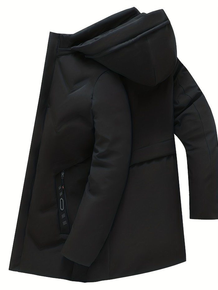 Men's Padded Hooded Jacket, Men Casual Padded Coat Windbreaker Zipper Pocket Stand Collar For Men Winter