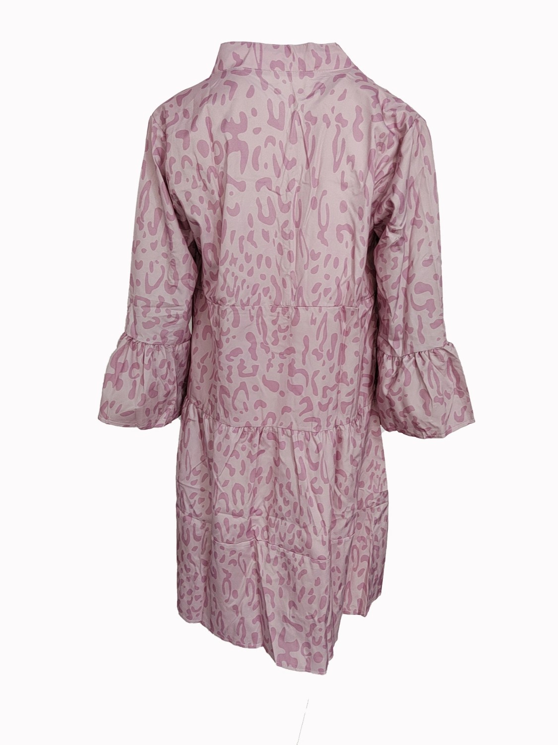Womens Round Neck Long Sleeve Leopard Print Sweater Dress Suit