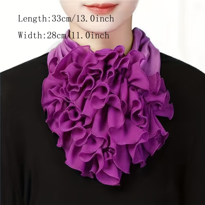 Solid Color Casual Neck Collar Ruffles Fake Collar Elegant Women Neckerchief Detachable Neck Gaiter Warm Scarf