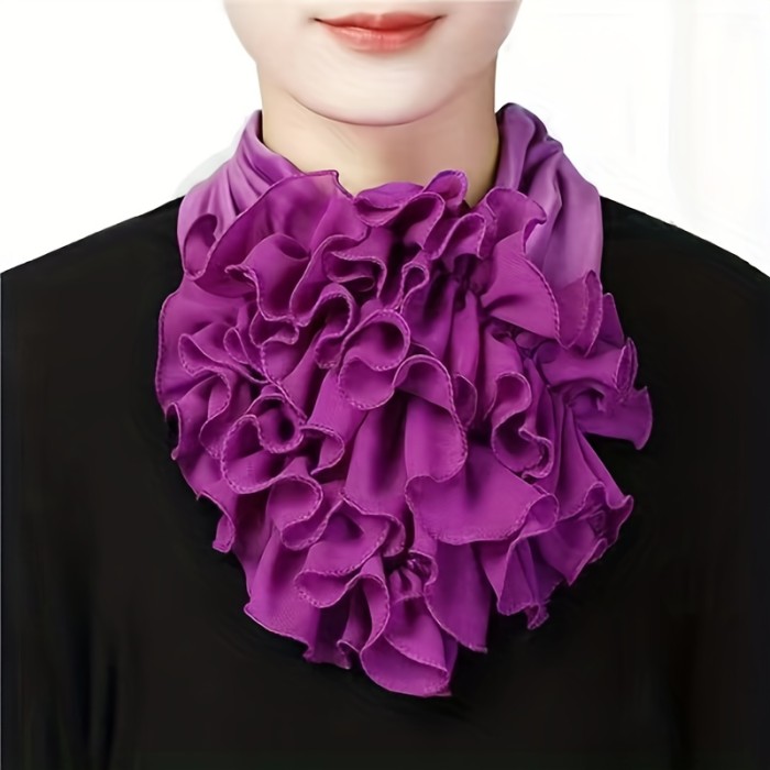 Solid Color Casual Neck Collar Ruffles Fake Collar Elegant Women Neckerchief Detachable Neck Gaiter Warm Scarf