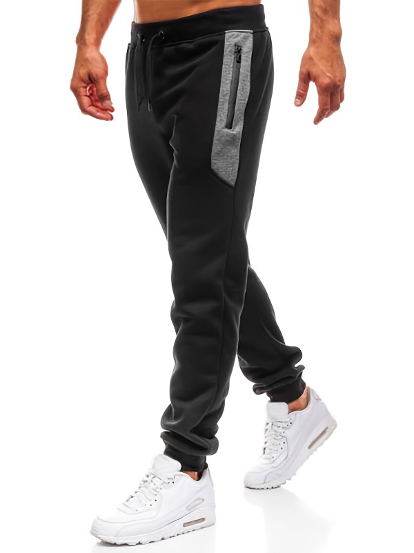 Zipper Pocket Joggers, Men's Casual Loose Fit Slightly Stretch Waist Drawstring Pants For The Four Seasons Fitness Cycling