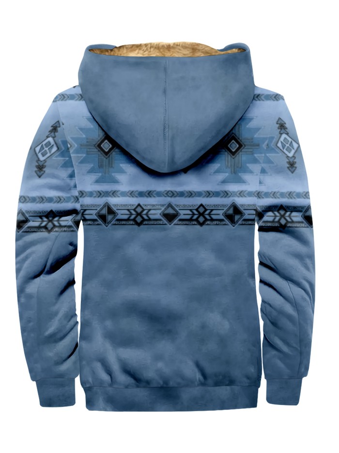 Men's 3D Print  Warm Fleece Hooded Jacket For Fall Winter