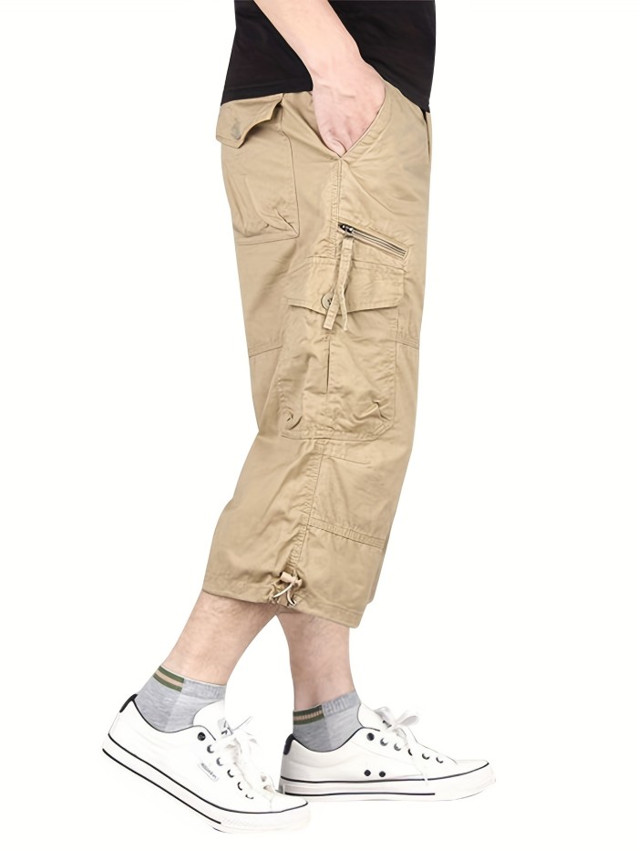 Street Style Men's Casual Cargo Capris Jeans With Pocket, Men's Outfits