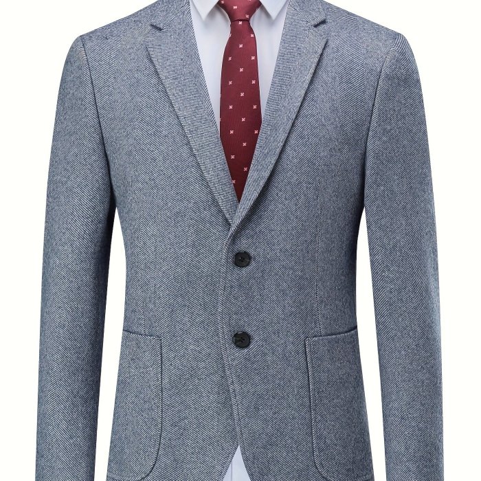 Men's Formal Two Button Suit Jacket For Fall Winter Business Banquet
