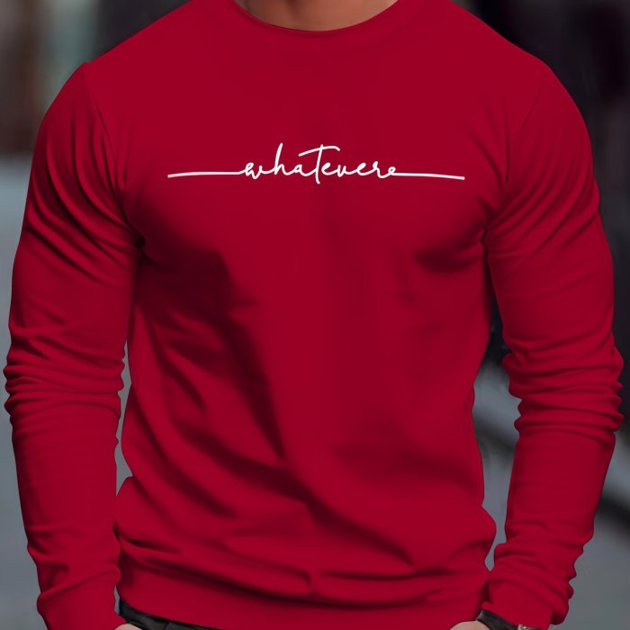 Men's Crew Neck Sweatshirt Pullover For Men Whatever Print Sweatshirts For Spring Fall Long Sleeve Tops