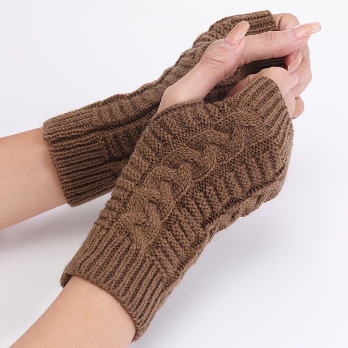 Stay Warm & Stylish This Winter: Fingerless Knit Long Gloves for Women
