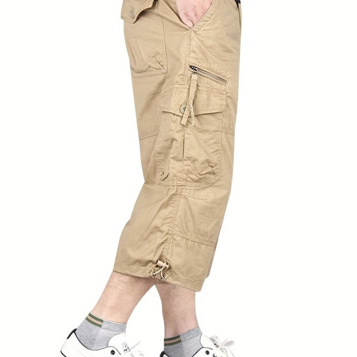 Street Style Men's Casual Cargo Capris Jeans With Pocket, Men's Outfits