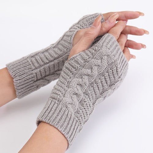 Stay Warm & Stylish This Winter: Fingerless Knit Long Gloves for Women