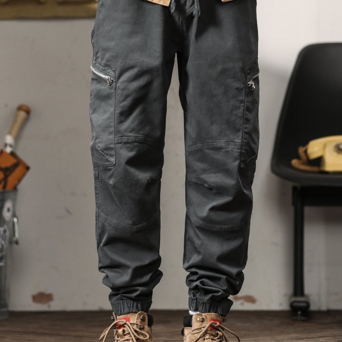 Trendy Pattern Cargo Pants, Men's Multi Zipper Pocket Trousers, Loose Casual Outdoor Pants, Men's Work Pants Outdoors Streetwear Hip Hop Style