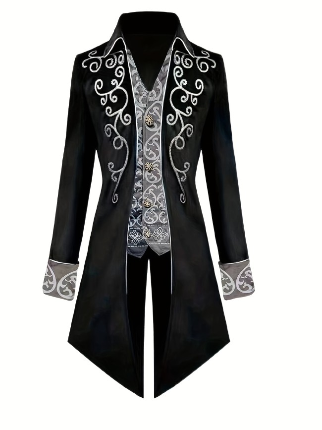 Retro Steampunk Gothic Embroidered Victorian Jacket Vintage Tailcoat ...