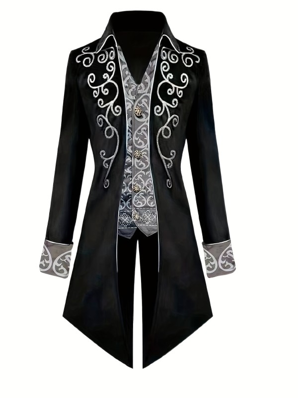 Retro Steampunk Gothic Embroidered Victorian Jacket Vintage Tailcoat Medieval Frock Coat Renaissance Costume For Men