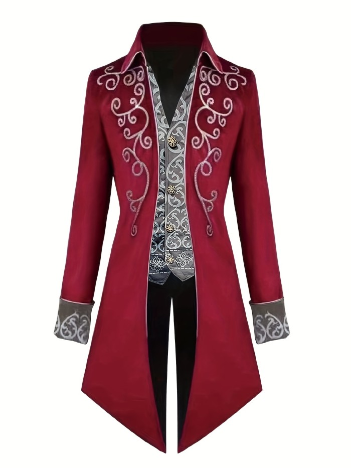 Retro Steampunk Gothic Embroidered Victorian Jacket Vintage Tailcoat Medieval Frock Coat Renaissance Costume For Men