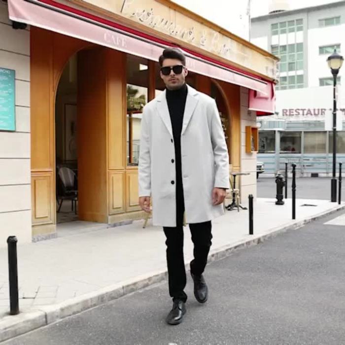 Men's Retro Trench Coat, Semi-formal Warm Single Breasted Overcoat For Fall Winter Business