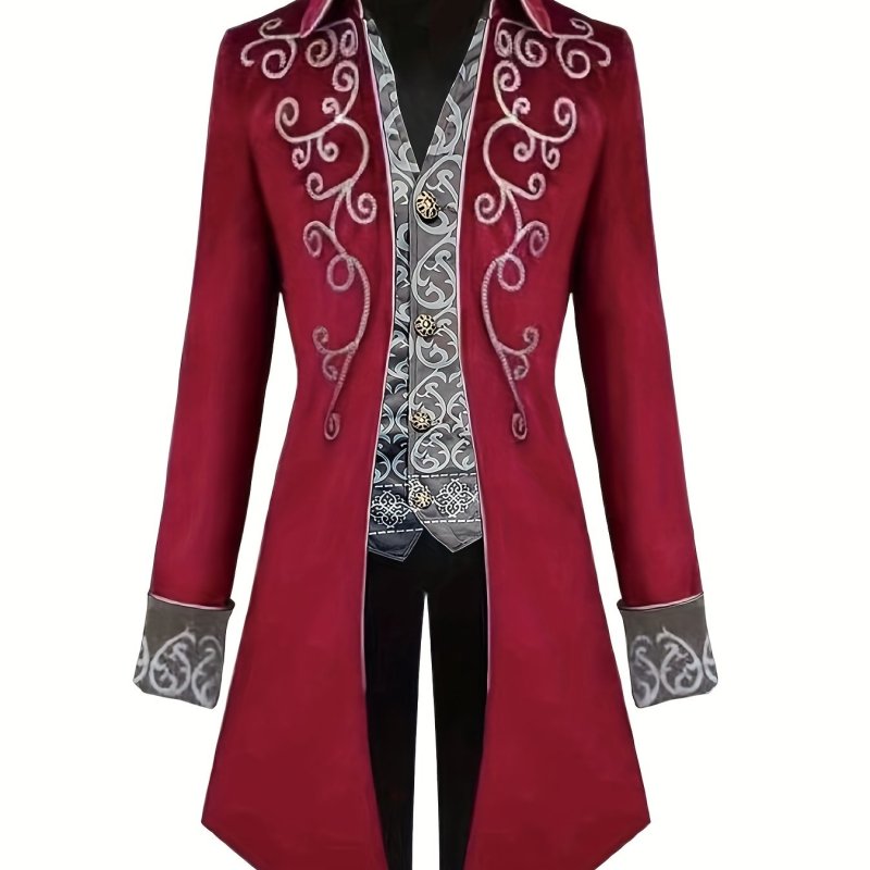 Retro Steampunk Gothic Embroidered Victorian Jacket Vintage Tailcoat Medieval Frock Coat Renaissance Costume For Men