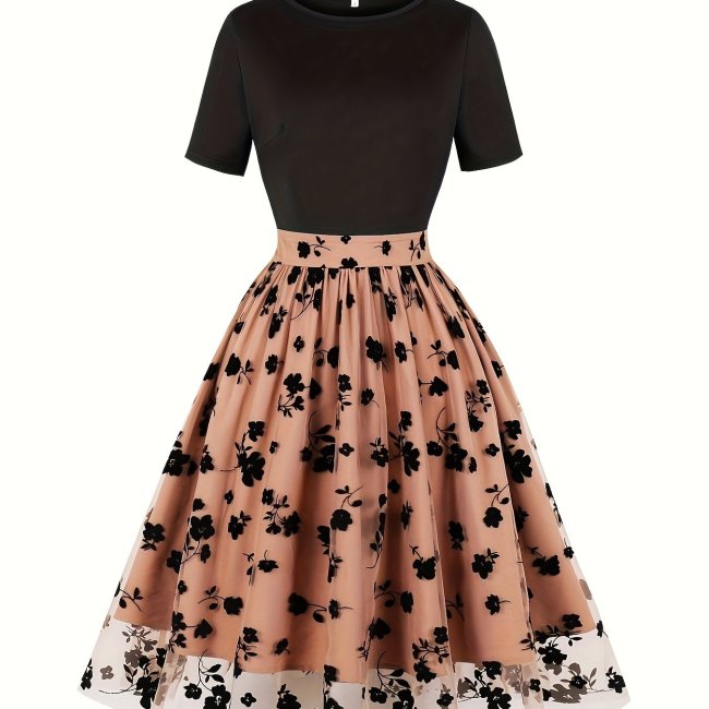 Lucy floral print color block mini dress _red/yellow main image 0