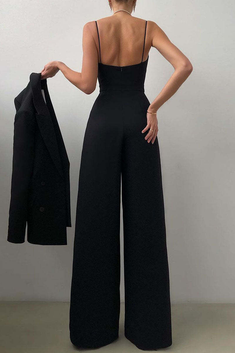 Casual Color Block Contrast Loose Jumpsuits