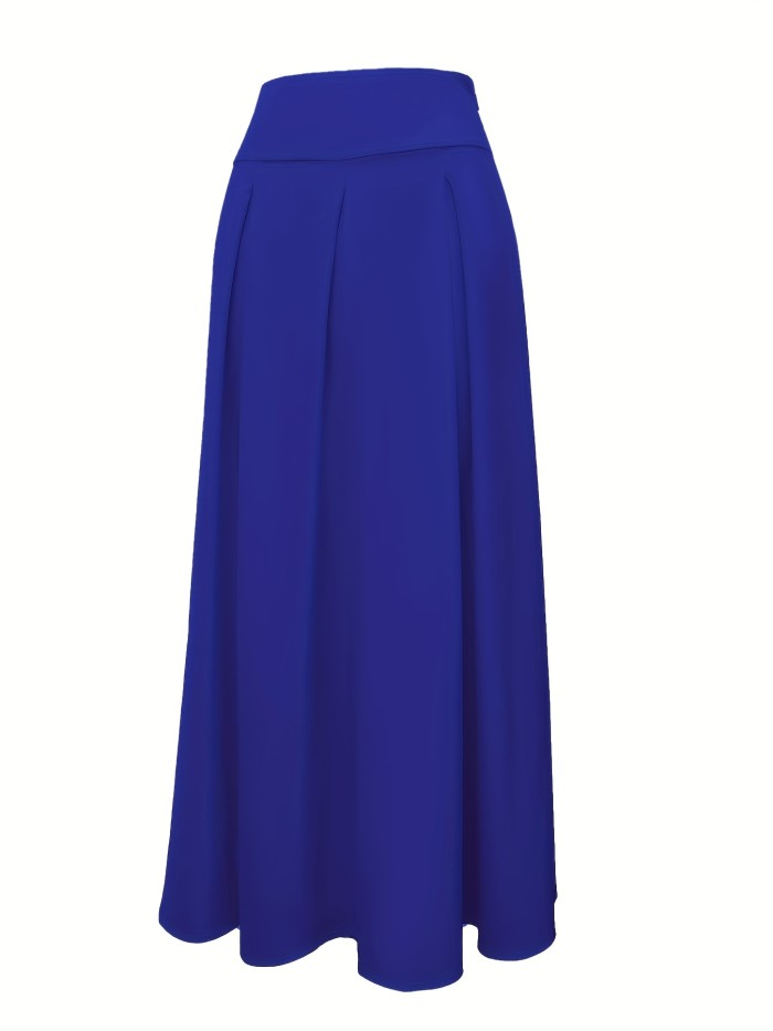 Ruched High Waist Skirts, Elegant Solid Versatile Maxi Skirts, Women's Clothing