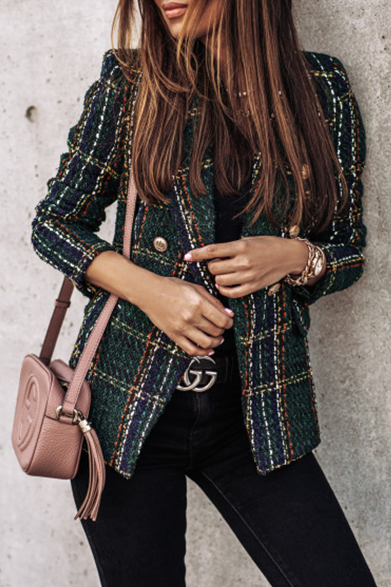 Fashion Elegant Solid Patchwork Buckle Turn-back Collar Outerwear(4 Colors)